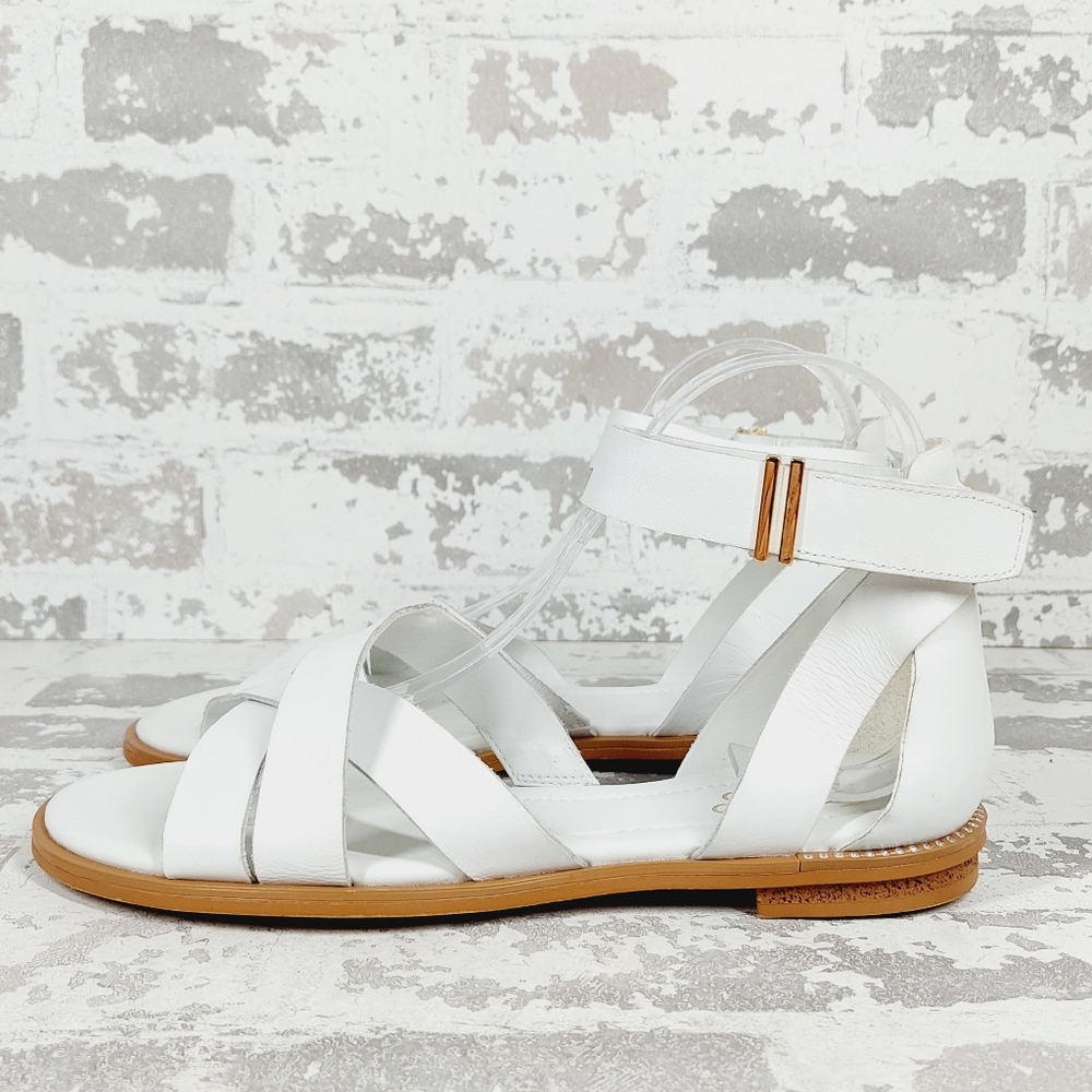 Franco Sarto White Leather Strappy Sandals